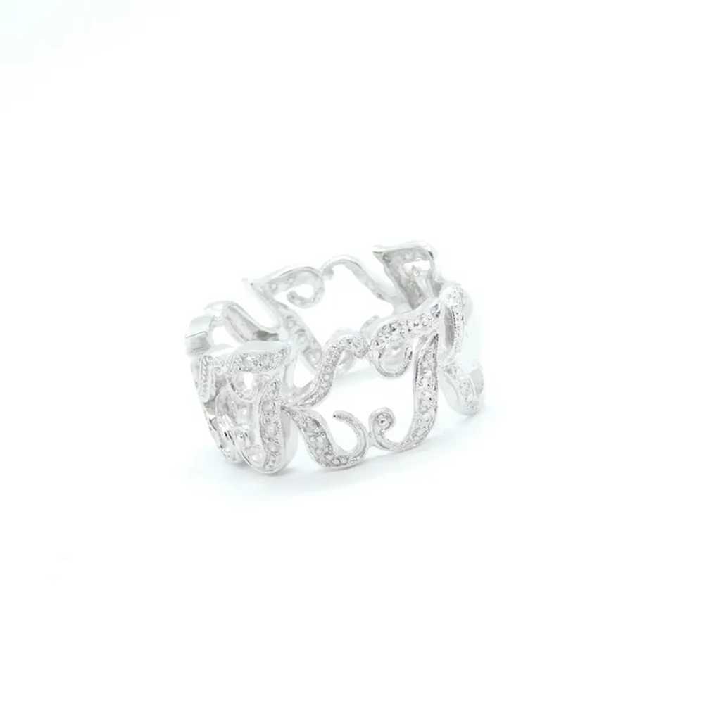 .10 ctw Diamond Letter / Initial K Ring 14k White… - image 4