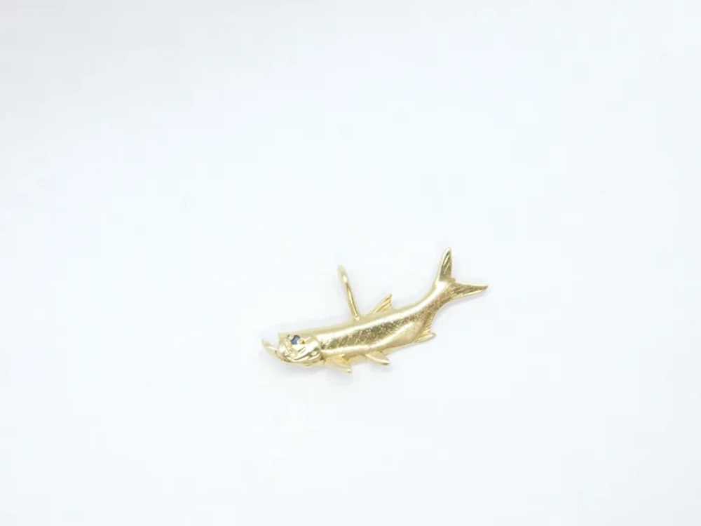 .01 Carat Sapphire Tarpon Fish Pendant / Fish 14k… - image 2