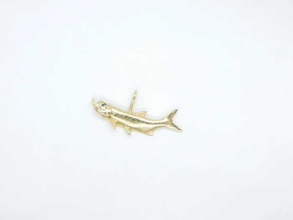 .01 Carat Sapphire Tarpon Fish Pendant / Fish 14k… - image 3