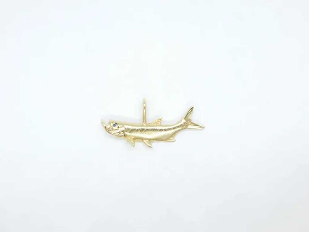 .01 Carat Sapphire Tarpon Fish Pendant / Fish 14k… - image 4