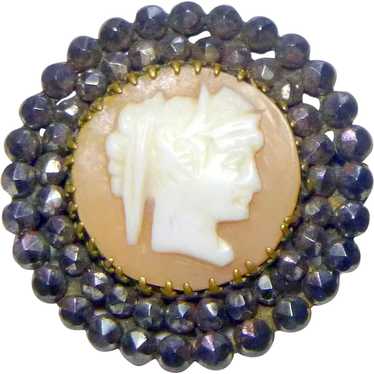 Antique Cut Steel And Shell Cameo