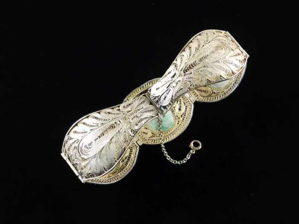 Art Deco Jade Silver Gilt Bracelet - image 5