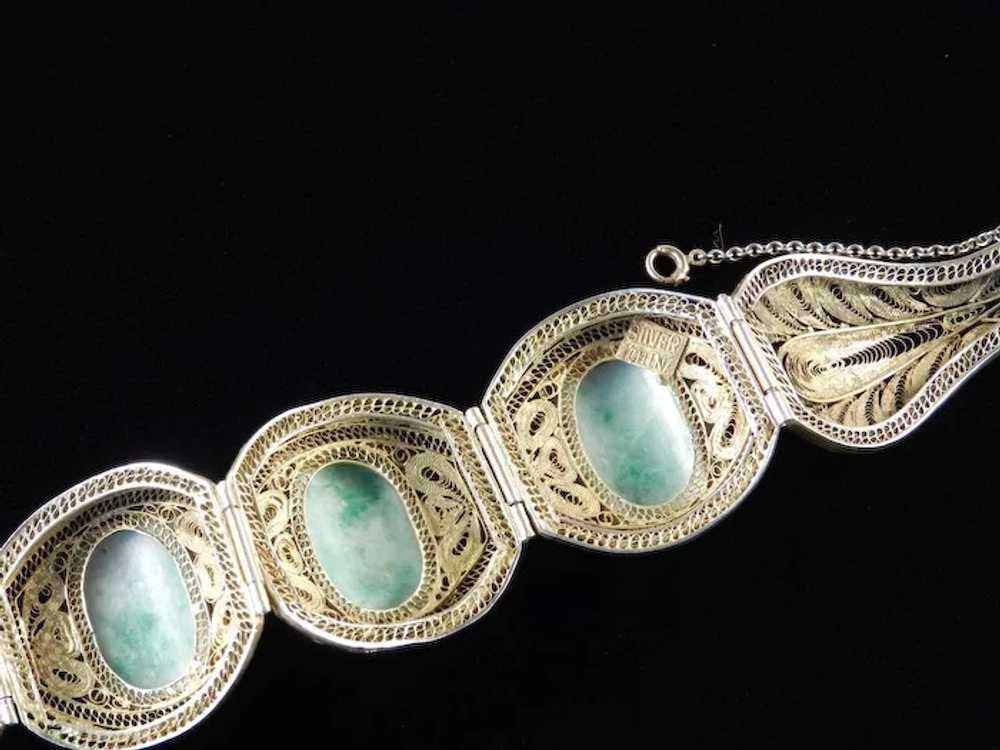 Art Deco Jade Silver Gilt Bracelet - image 6