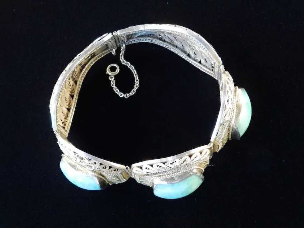 Art Deco Jade Silver Gilt Bracelet - image 7