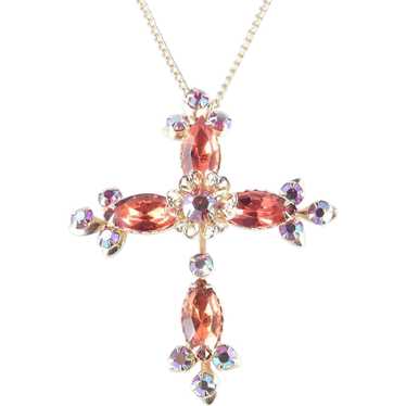 Hyacinth Rhinestone Cross Pendant Necklace - image 1