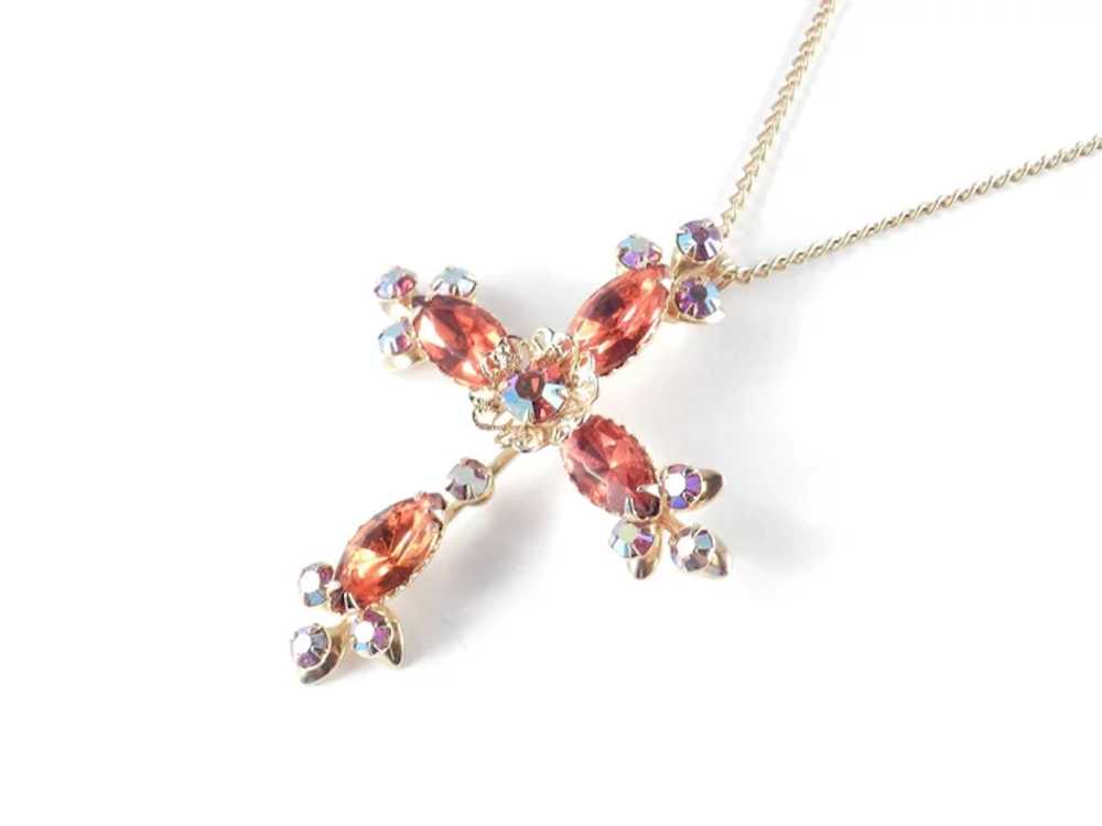 Hyacinth Rhinestone Cross Pendant Necklace - image 2