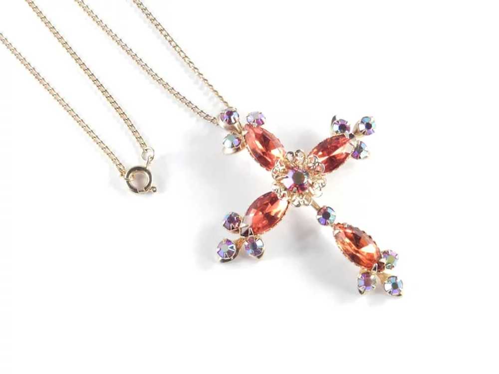 Hyacinth Rhinestone Cross Pendant Necklace - image 3