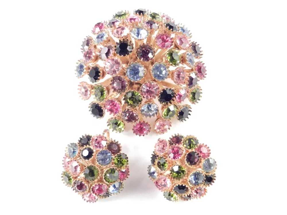 Rhinestone High Domed Chrysanthemum Brooch Pin Ea… - image 3