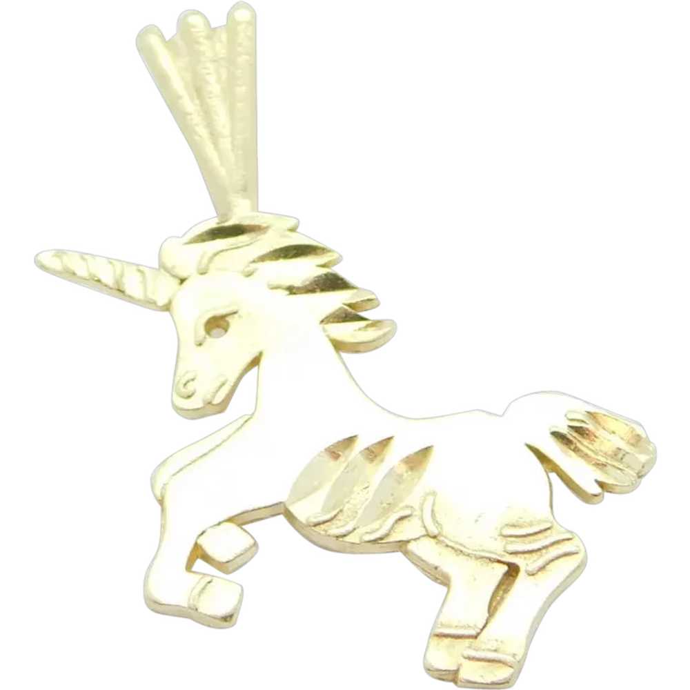 Unicorn Charm / Pendant 14k Yellow Gold - image 1
