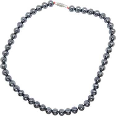 Hematite Bead Necklace 17" - image 1