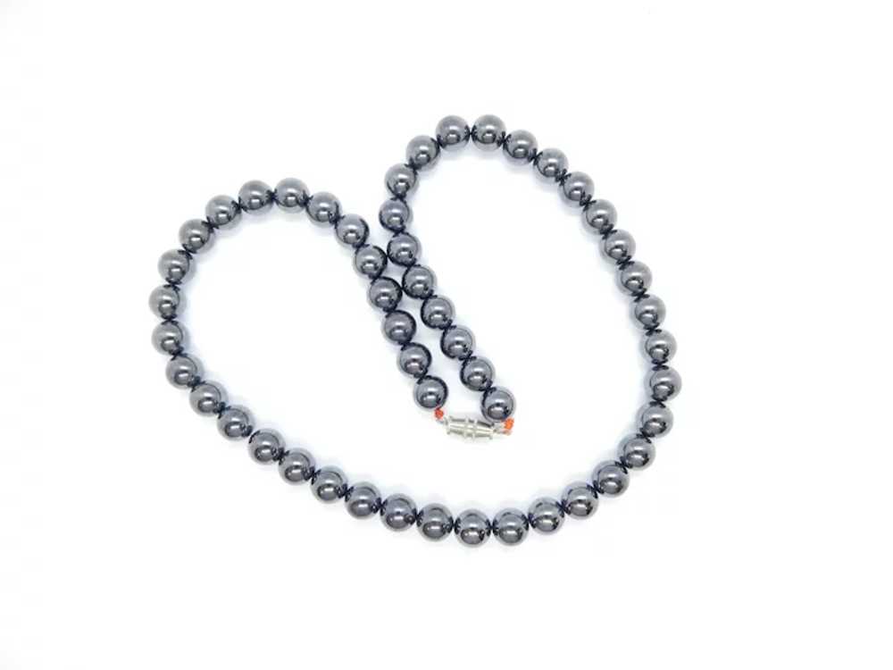 Hematite Bead Necklace 17" - image 3