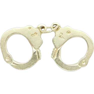 Vintage Pair of Handcuffs Charm 14k Yellow Gold - image 1