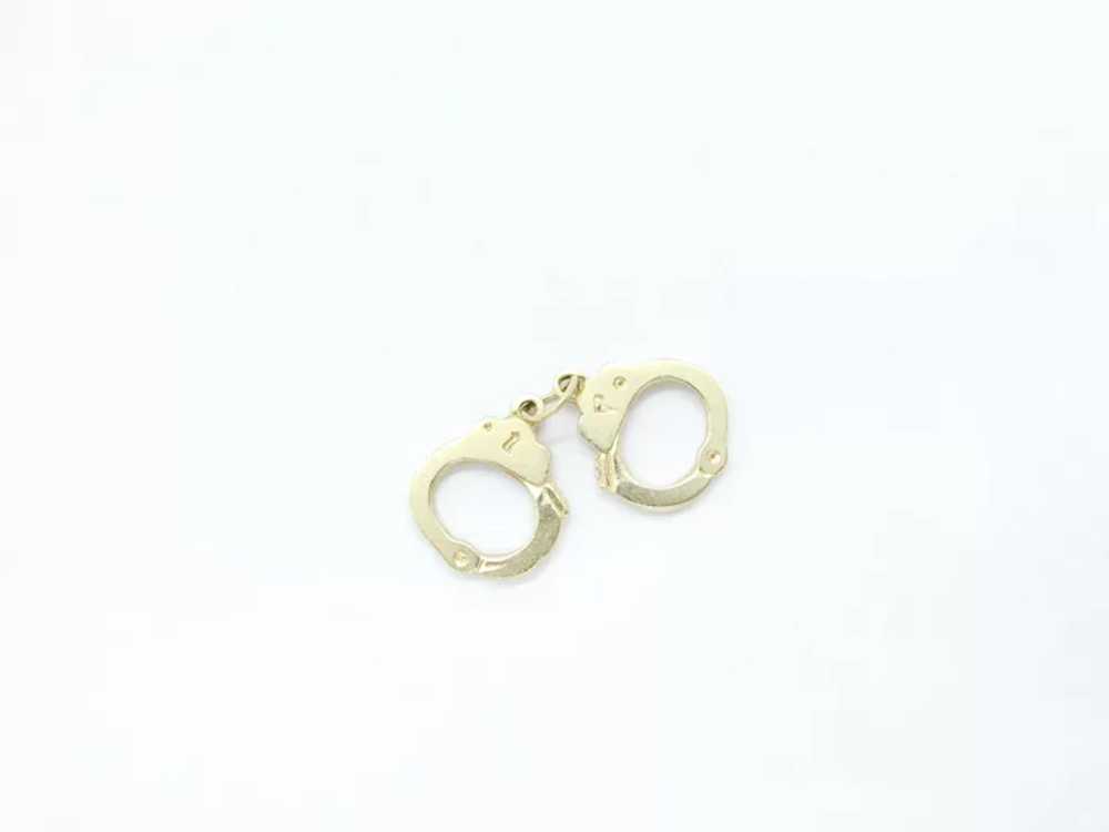 Vintage Pair of Handcuffs Charm 14k Yellow Gold - image 2