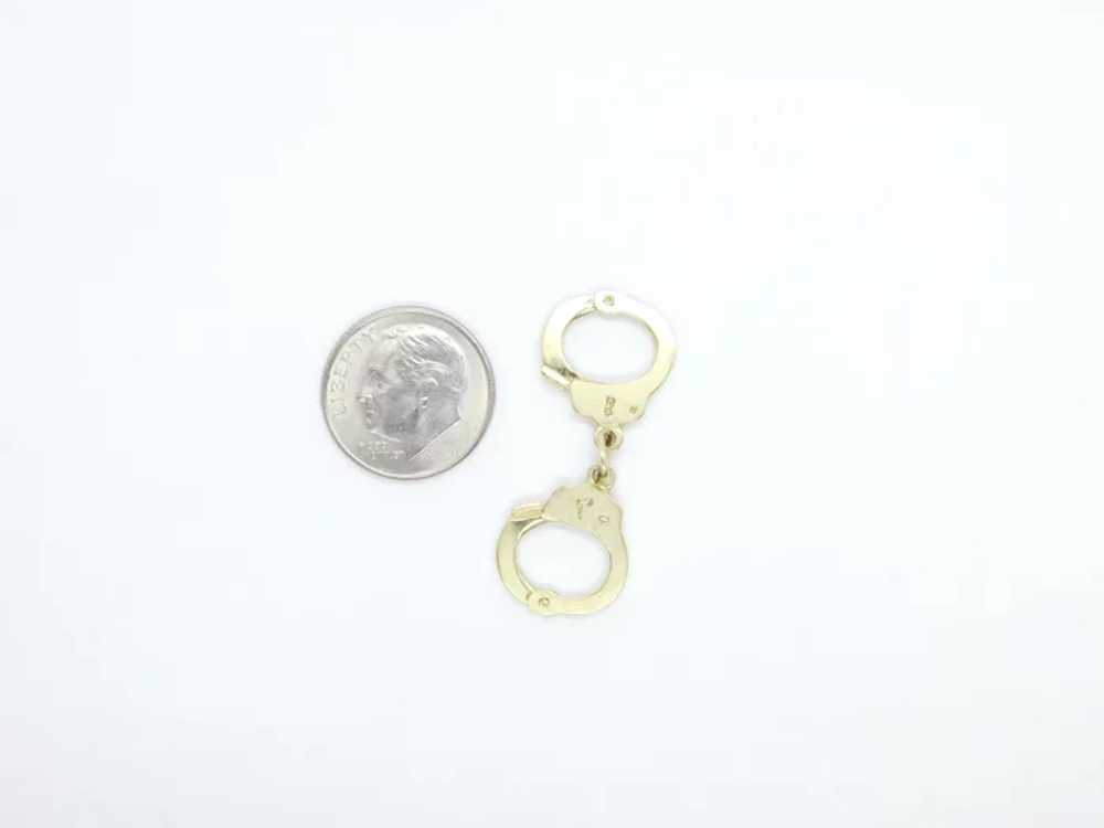 Vintage Pair of Handcuffs Charm 14k Yellow Gold - image 3