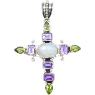 Religious 13.59 ctw Moonstone, Amethyst and Perid… - image 1