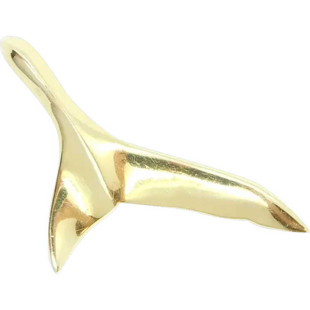 Great White Shark Tail Fin Charm / Pendant 14k Ye… - image 1