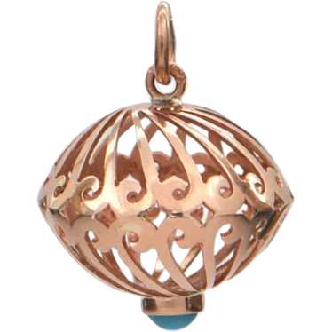 Vintage 14K Rose Gold Lantern Charm - image 1