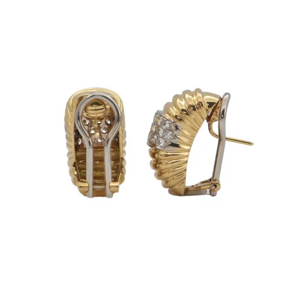 Vintage Italian Diamond Gold Domed Earrings - image 3