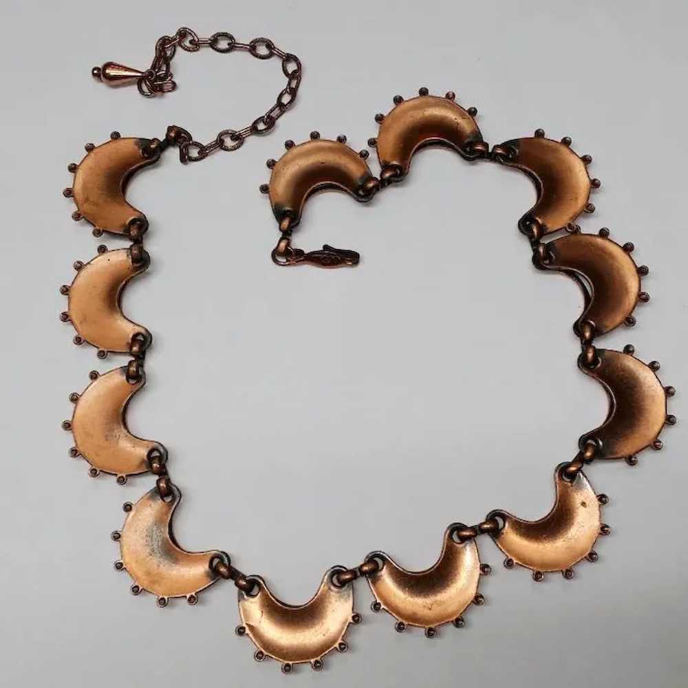 Vintage Renoir Copper Necklace Earrings Set Anodi… - image 11