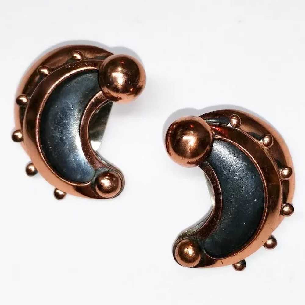 Vintage Renoir Copper Necklace Earrings Set Anodi… - image 5