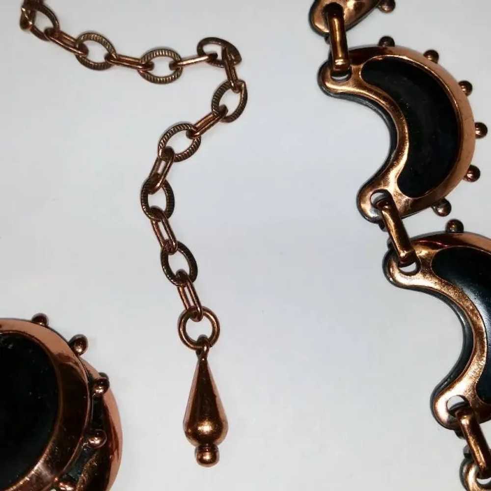 Vintage Renoir Copper Necklace Earrings Set Anodi… - image 6
