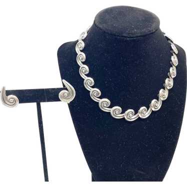 Vintage Los Castillo Taxco silver spiral necklace… - image 1