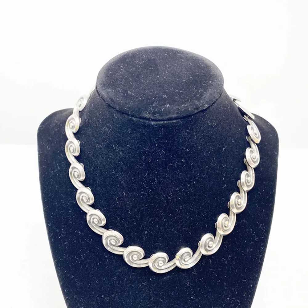Vintage Los Castillo Taxco silver spiral necklace… - image 2