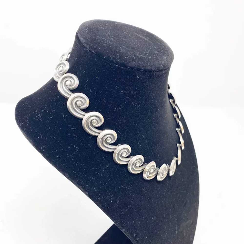 Vintage Los Castillo Taxco silver spiral necklace… - image 3