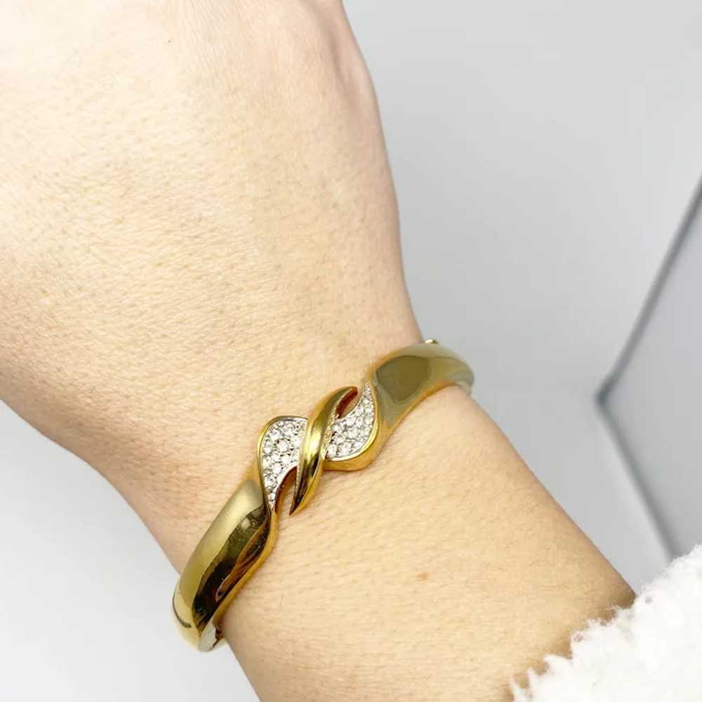 507 Vintage Panetta gold tone bracelet with pave … - image 4