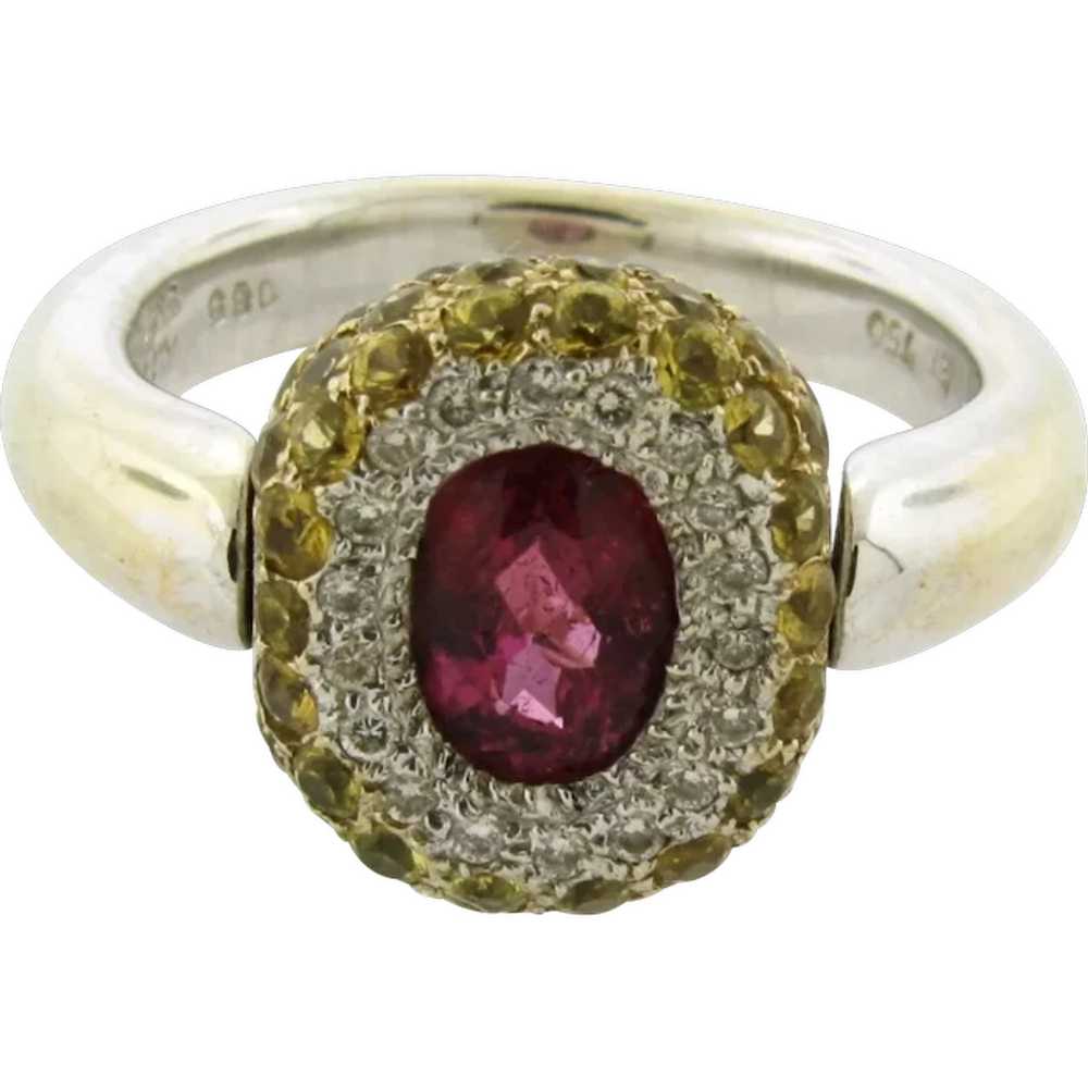 Designer Pink Tourmaline Yellow Sapphire Diamond … - image 1
