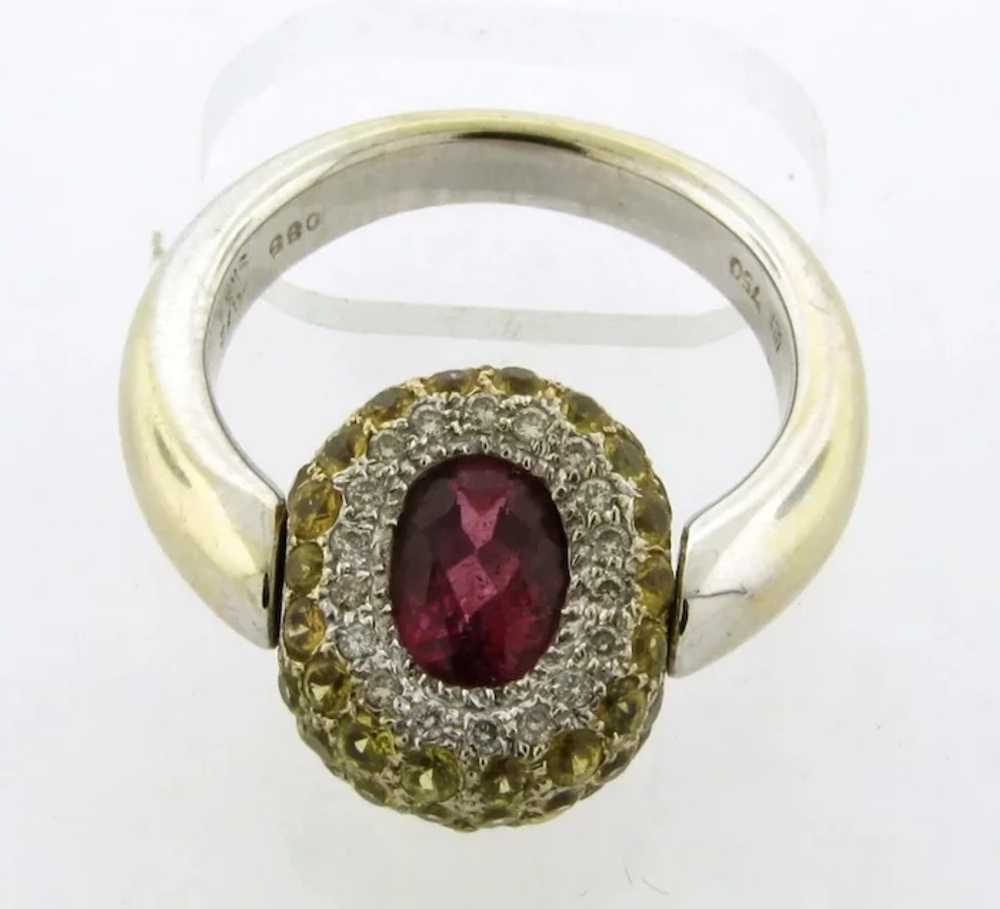 Designer Pink Tourmaline Yellow Sapphire Diamond … - image 4
