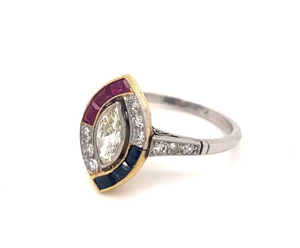 Vintage .40 Carat Marquise Diamond Ruby Sapphire … - image 4