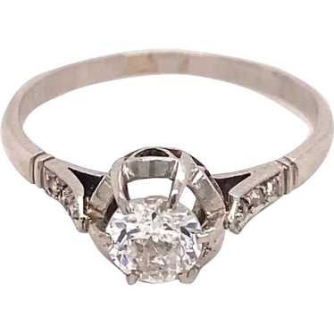 Art Deco .55 Carat Center Diamond Platinum Ring