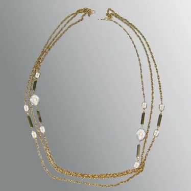 Multi Strand Chain and Crystal Full Length Neckla… - image 1