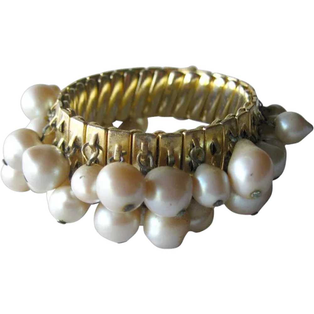 Vintage Faux Pearl Bead Expansion Bracelet / Expa… - image 1