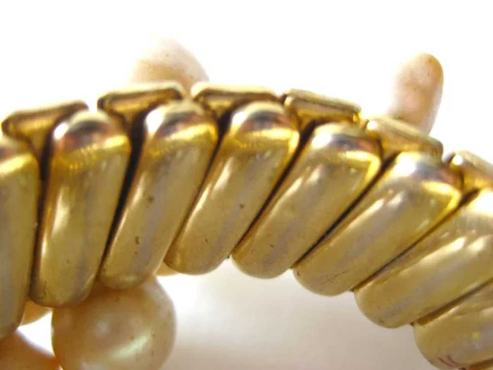 Vintage Faux Pearl Bead Expansion Bracelet / Expa… - image 2