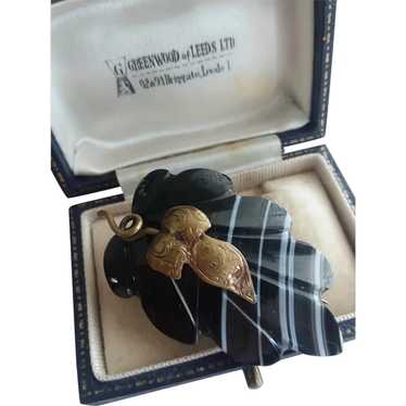 Victorian Banded Black Agate Brooch
