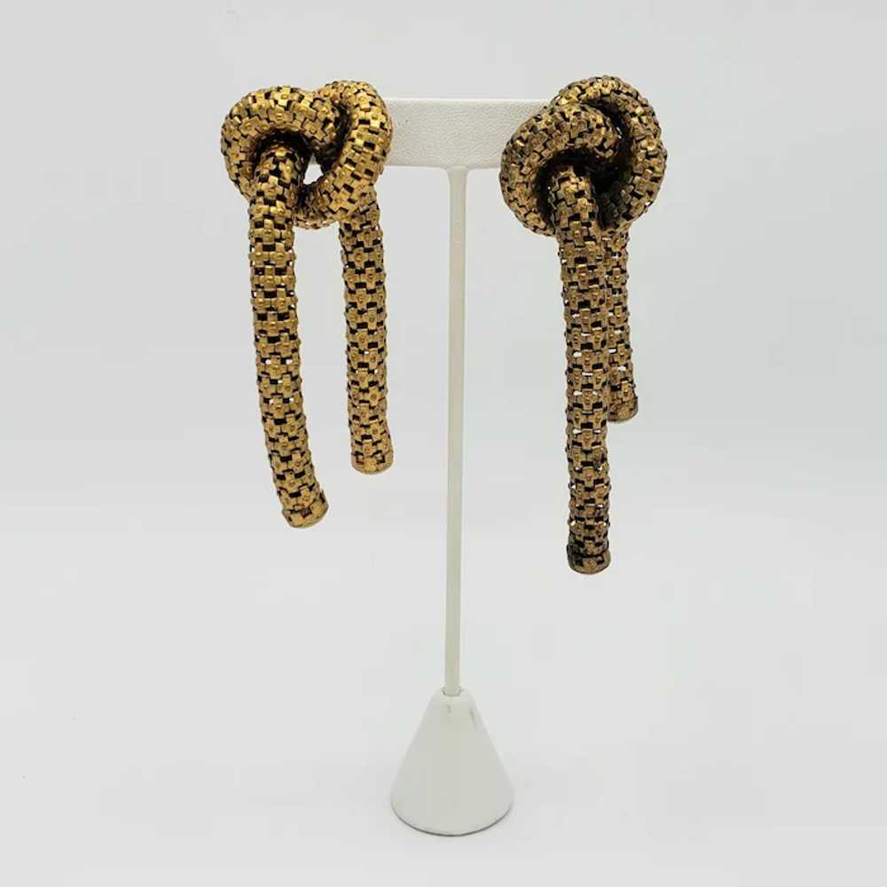 Mesh Metal Knotted Chain Clip-on Earrings - image 3