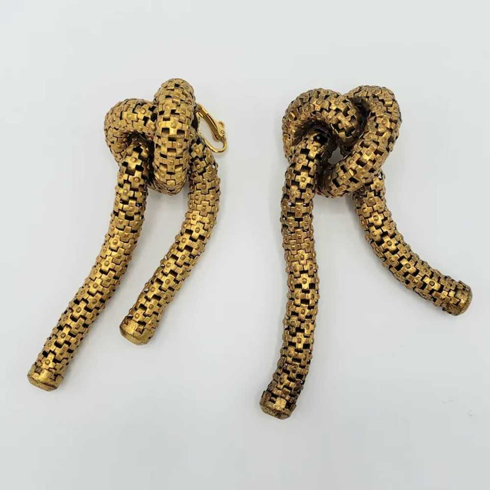 Mesh Metal Knotted Chain Clip-on Earrings - image 5