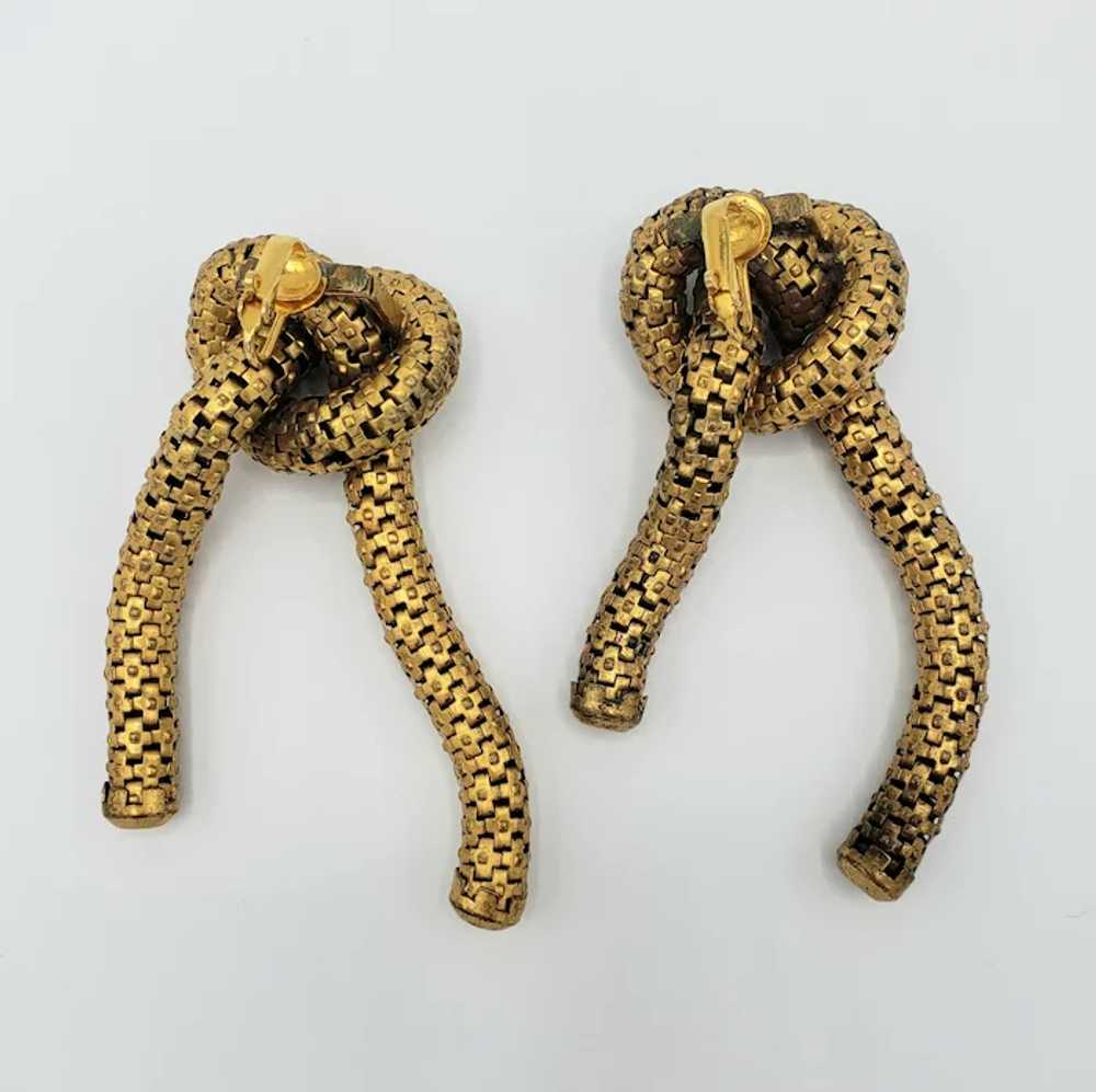 Mesh Metal Knotted Chain Clip-on Earrings - image 6
