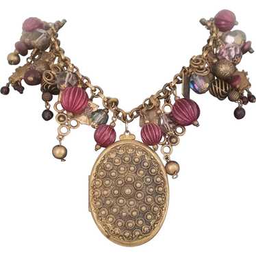 Ornate Royal Charm Necklace with Locket Pendant - image 1