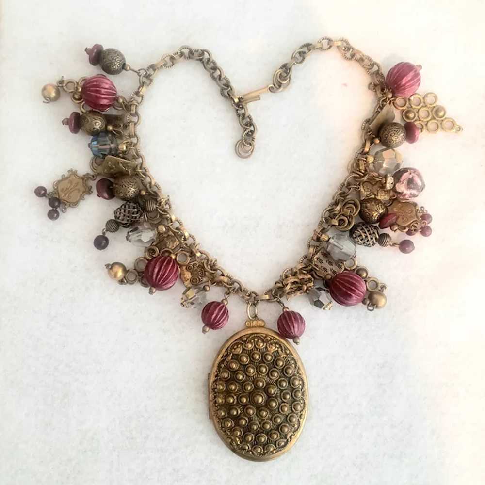 Ornate Royal Charm Necklace with Locket Pendant - image 3
