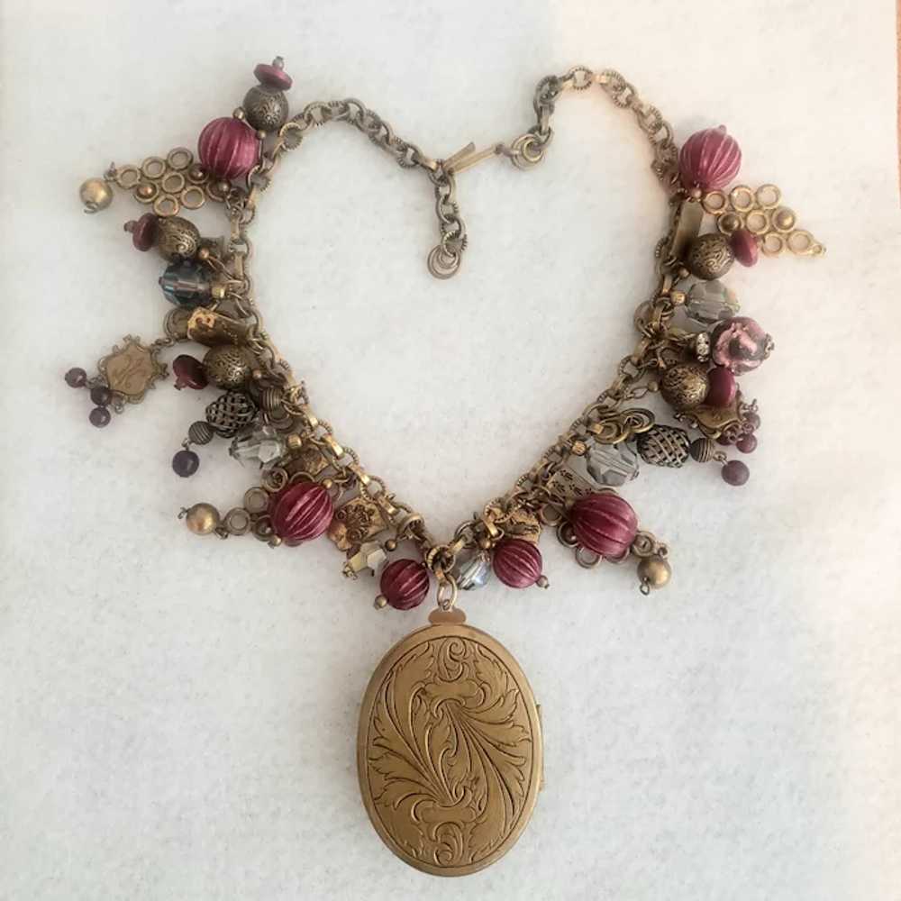 Ornate Royal Charm Necklace with Locket Pendant - image 4