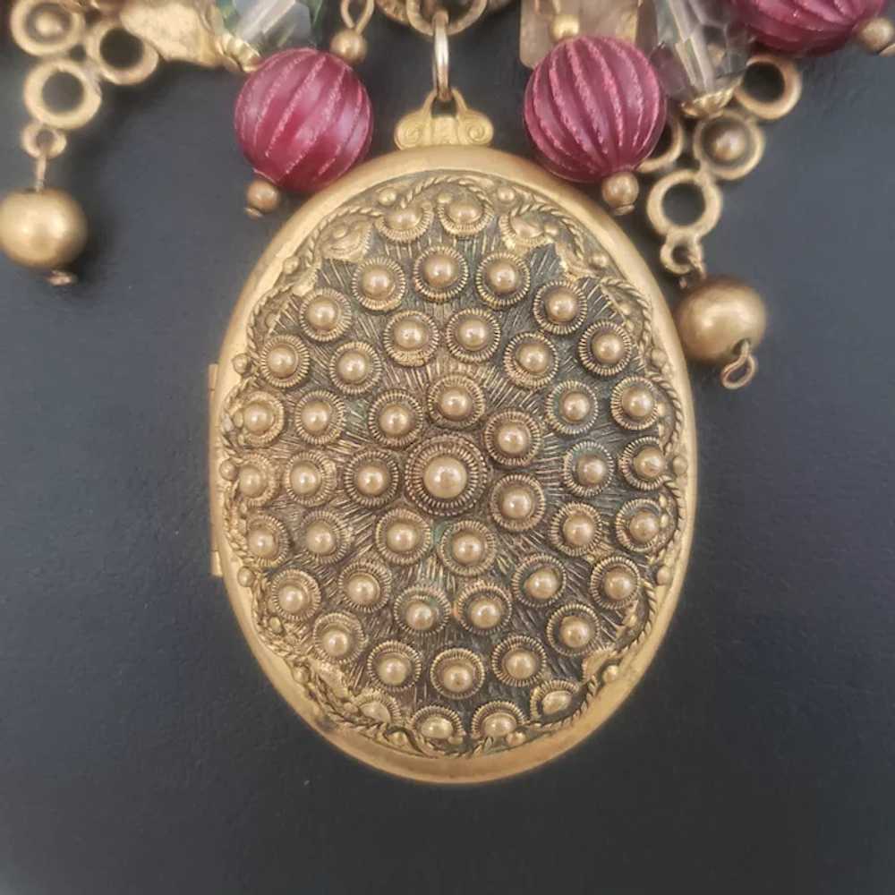Ornate Royal Charm Necklace with Locket Pendant - image 5