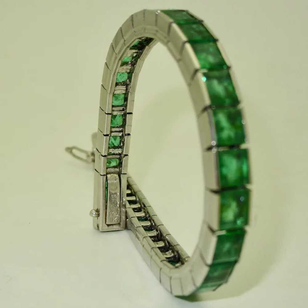 Signed Sanz Platinum Emerald Bracelet - image 3