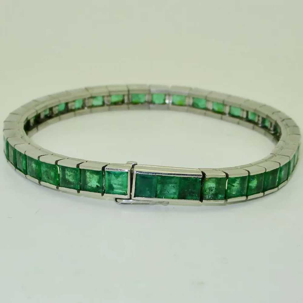 Signed Sanz Platinum Emerald Bracelet - image 4