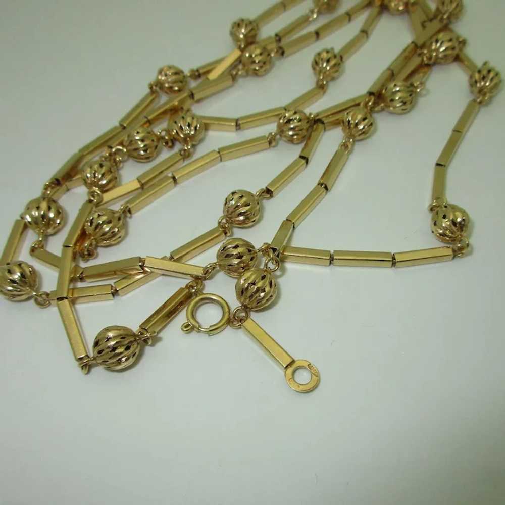 Vintage 18K Retro Long Chain Necklace - image 3