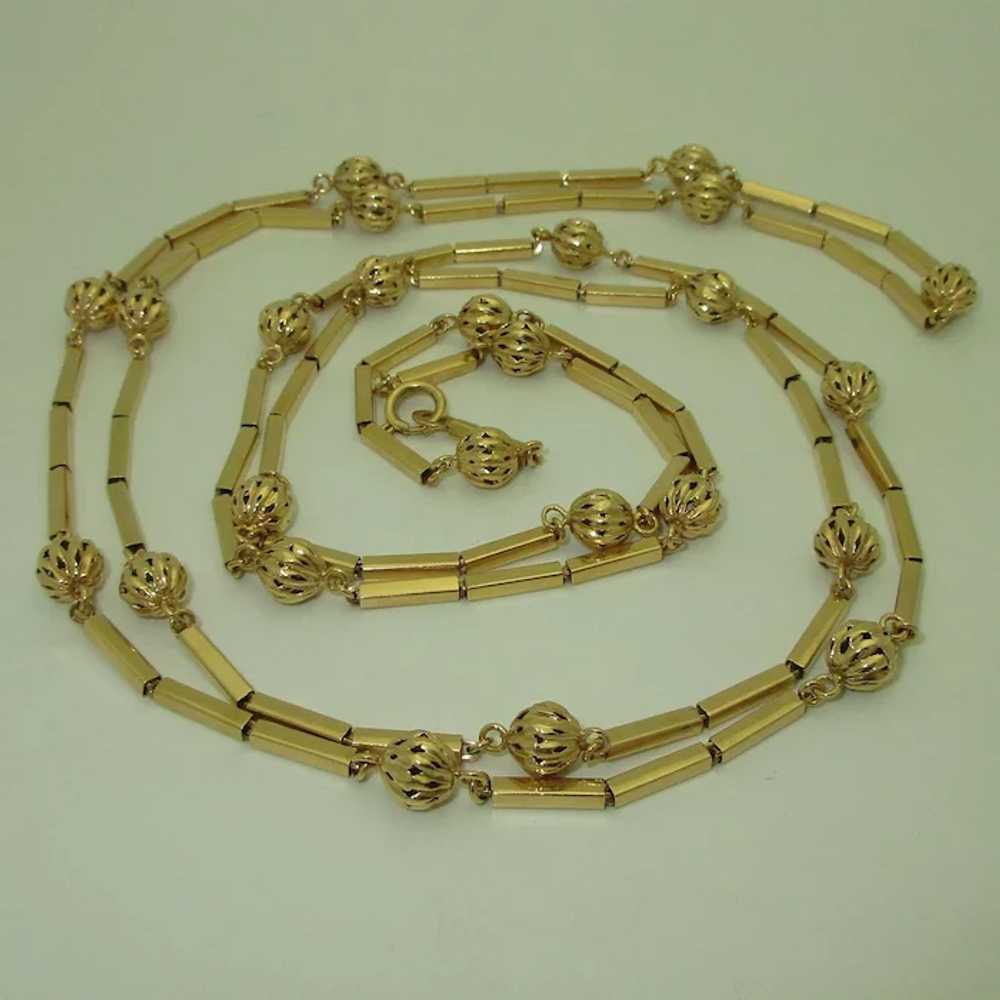 Vintage 18K Retro Long Chain Necklace - image 4