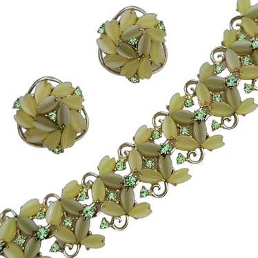 Vintage Green Thermoset Plastic Rhinestone Bracel… - image 1