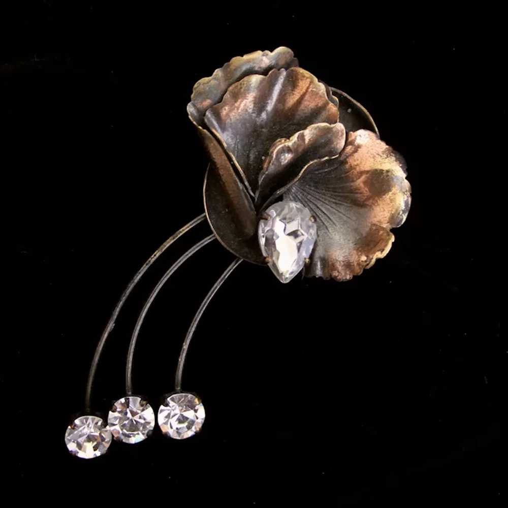 Vintage Ermani Bulatti Bronzed Flower Brooch - image 9